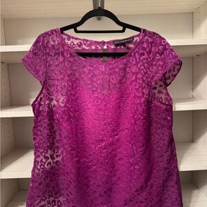 White House Black Market Magenta Leopard Blouse